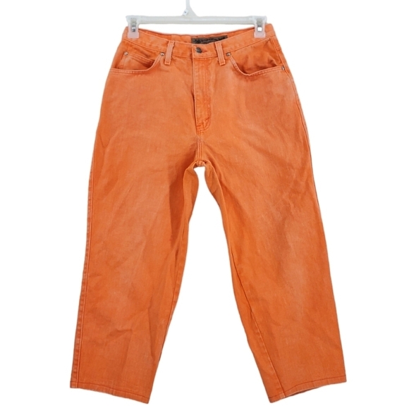 Vtg Levis 569 Orange Jeans Hi Rise Taper Crop Denim Ws 12 29x24 900 Series 12/92 - Picture 1 of 16